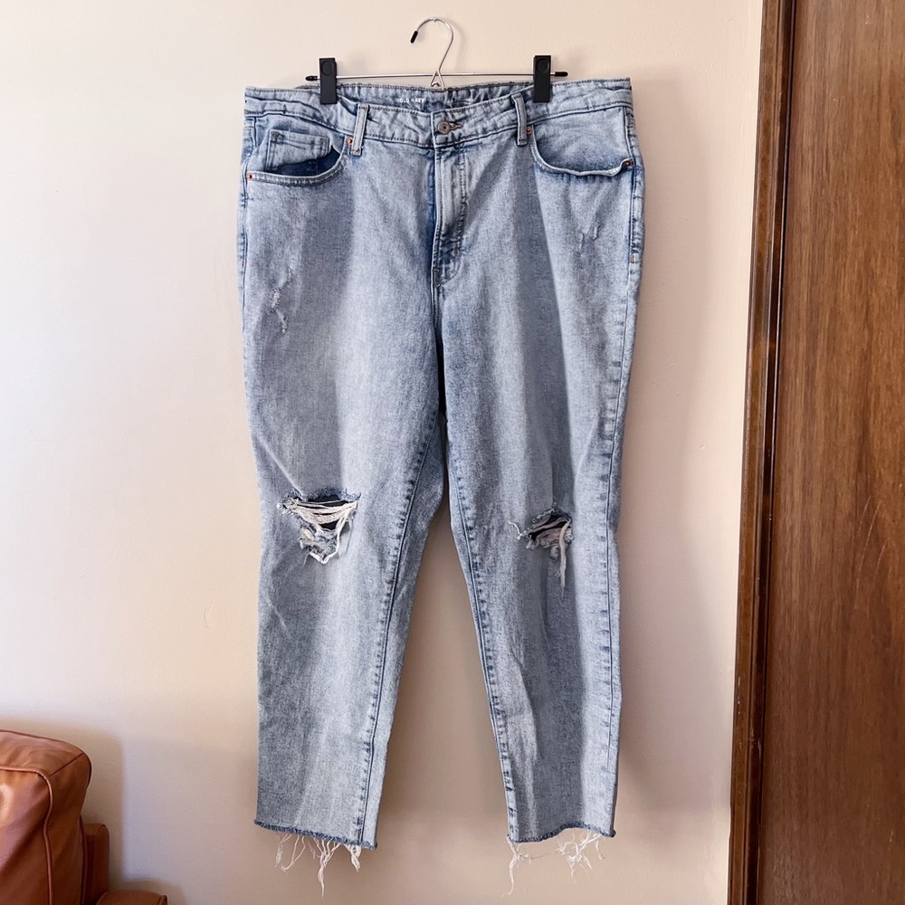 Old Navy O.G. Straight High-Rise Ankle Jeans Size 18 Distressed Light Wash NWOT